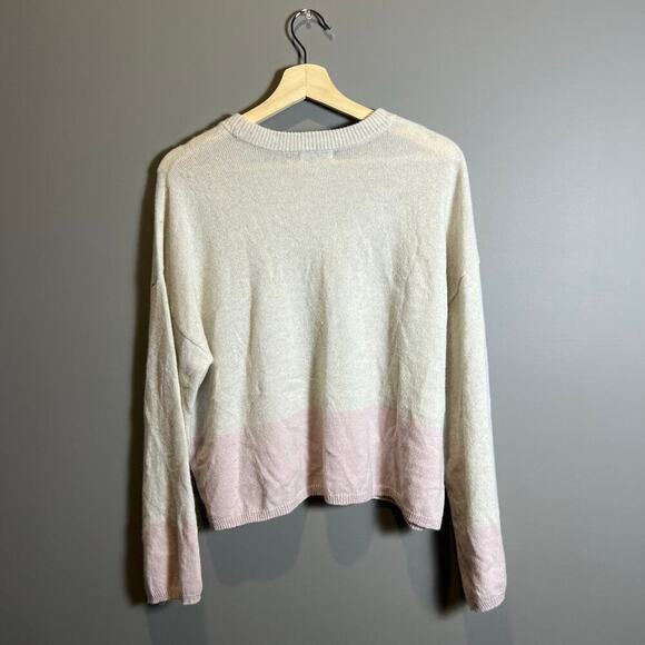 NWT  525 Contrast Pullover Light Pink Cream Cashmere Sweater - Picture 3 of 8
